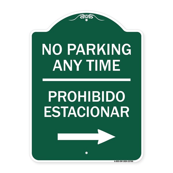 Signmission No Parking Anytime Prohibido Estacionar W/ Right Arrow Heavy-Gauge Alum, 18" x 24", GW-1824-23766 A-DES-GW-1824-23766 - main